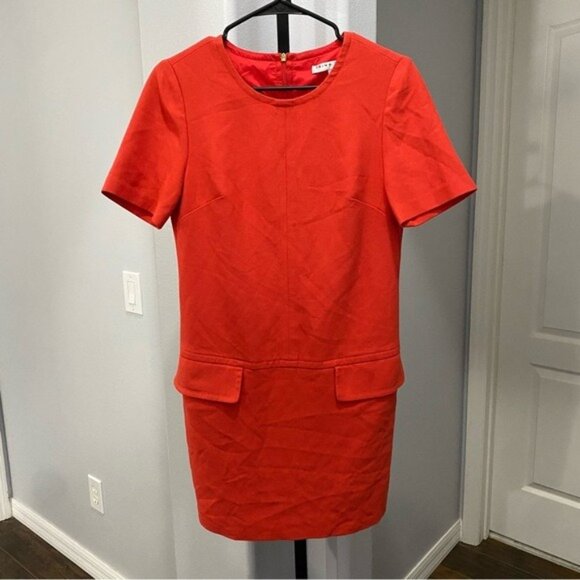 Trina Turk Dress Size 4 Red Caicos Shift Mini Mod 60s Style Pocket Front - Picture 2 of 12